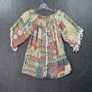 Soft Surroundings Womens Playful Patchwork Tunic Top Size XS Multicolor EUC